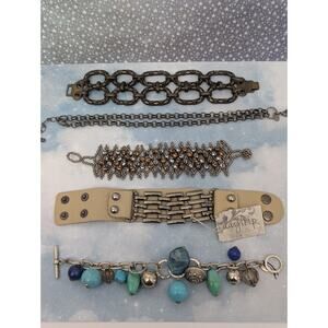 Boho Charm Bracelet Lot 5 Rhinestone Chain Turquoise Blue Women Jewelry